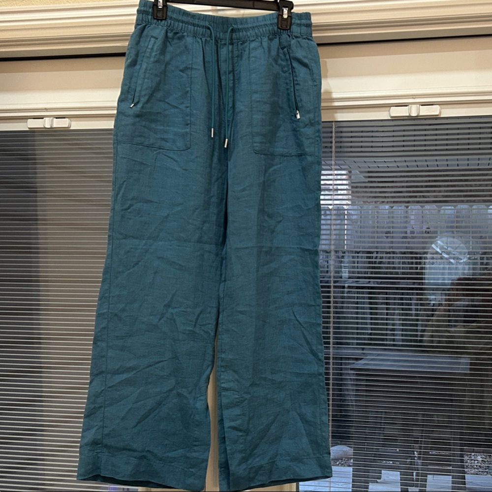 Athleta Teal Wide-Leg linen pants